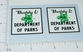 Pair Buddy L Parks Department Truck Sticker Set