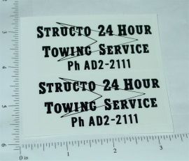 Structo 24 Hour Towing Service Sticker Pair