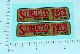 Pair Structo Toys Red on Gold Logo Stickers