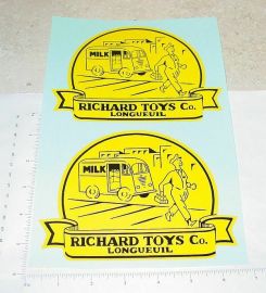 Pair Richard Toys Ride On Milk Truck Stickers