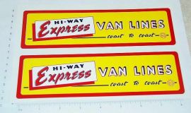 Pair Marx Hiway Express Van Lines Panel Stickers