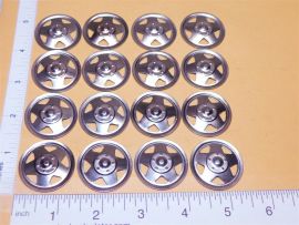 Set of 16 Zinc Plated Tonka Triangle Hole Hubcap Toy Parts Semi Truck