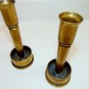 Vintage 1943 WW II Trench Art Brass Candlestick Holders-Marked-some tarnish-good Alternate View 2
