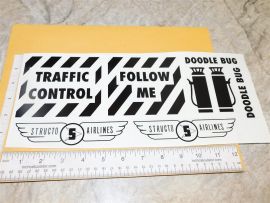 Structo Ride On Doodle Bug Airport Traffic Control Jeep Sticker Set