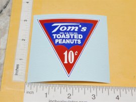 10C Tom's Toasted Peanuts Vending Machine Sticker 10C Tom's Toasted Peanuts Vending Machine Sticker